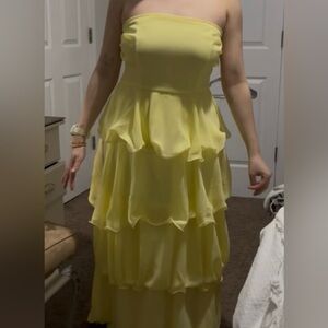 Elegant Yellow Layered Dress
